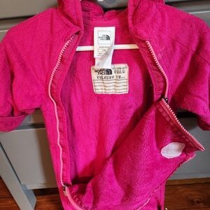 3 to 6 month Pink north face fleece one peice jacket